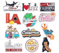 Konohan 12 Pcs California Magnets for Refrigerator Metal Fridge Magnet Magnetic California Souvenirs Gifts USA State Magnetic Los Angeles City Refrigerator Stickers, USA Flag, Coconut Tree