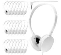 Konohan 18 Pack Class Set Headphones for Students Bulk Kids Headphones for Classroom School Adjustable 3.5mm Wired Earphones Classroom Must Haves Teacher Supplies(White)