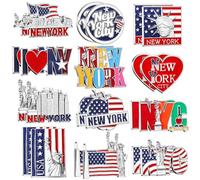 Konohan 24 Pcs New York Magnets for Refrigerator Metal NYC Fridge Magnet Magnetic New York Souvenirs USA Souvenirs Gifts Magnetic NYC Refrigerator Stickers, USA Flag, Statue of Liberty