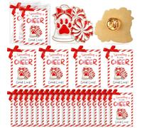 Konohan 24 Sets Cheer Team Gifts Bulk Cheerleader Paw Print Pins Brooches with Good Luck Tags Cheer Awards Team Inspirational Gift Accessories Competitions Party Favor for Teammates, about 1.38 x 1.18