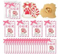 Konohan 24 Sets Cheer Team Gifts Bulk Cheerleader Paw Print Pins Brooches with Good Luck Tags Cheer Awards Team Inspirational Gift Accessories Competitions Party Favor for Teammates, about 1.38 x 1.18