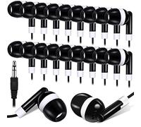 Konohan 25 Pcs Bulk Earbuds for Classroom, Student Basic Headphones in Ear for Kids Schools Libraries Laptop, 3.5 MM Earbuds Dot Headphones, Individually Bagged (Black)