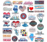 Konohan 30 Pcs Chicago Souvenirs Gifts Chicago Magnet for Refrigerator City Magnetic Refrigerator Stickers Chicago Fridge Magnet for Refrigerator Home Decoration