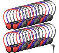 Konohan 32 Pack Headphones Bulk for School Student Classroom Set of Headphones Wire Headset Adjustable with 3.5 mm Jack for Adult(Red, Purple, Gray, Black)