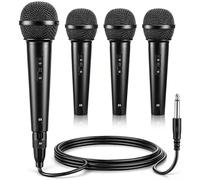 Konohan 4 Pack Cardioid Dynamic Microphone with 10 ft Cable 6.35mm Wired Microphone for Singing, Karaoke, Wedding, Dj, Party, Stage, Speech, Ys-02