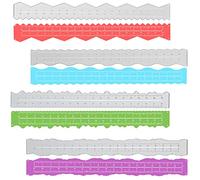 Konohan 4 Pcs Metal Paper Tearing Ruler Deckle Edge Ruler Stainless Steel 8.4 Inch Irregular Die Cuts Measuring Tool for Crafts Engineering School Office Architect and Drawing
