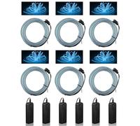 Konohan 6 Pcs Portable Wearable LED Lights Neon El Wire, Battery Operated, Glow Wire for DIY Costume, Halloween, Christmas Decorations(Ice Blue,16.4 Feet)