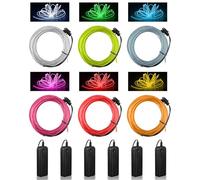 Konohan 6 Pcs Portable Wearable LED Lights Neon El Wire, Battery Operated, Glow Wire for DIY Costume, Halloween, Christmas Decorations (Ice Blue, Fluorescent Green, White, Red, Yellow, Pink,16.4 Feet)