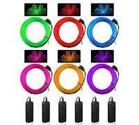Konohan 6 Pcs Portable Wearable LED Lights Neon El Wire, Battery Operated, Glow Wire for DIY Costume, Halloween, Christmas Decorations(Red, Pink, Blue, Green, Purple, Yellow,9.84 Feet)