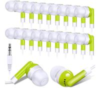 Konohan Bulk Earbuds with Wire Basic Headphones in Ear for Libraries Laptop, No Microphone 3.5 mm Jack Earbuds Dot Headphones, Individually Bagged(Sage Green,100 Pcs)