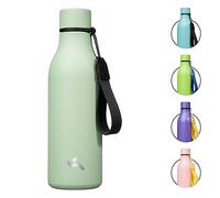 Konokyo Insulated Water Bottle with Strap,18oz Double Wall Stainless Steel Vacuum Bottles Metal Water Flask,Macaron Green