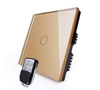KONOQ Glass Panel Smart Touch Light Switch - Remote ON/OFF (1 Gang / 1 Way, Gold)