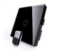 KONOQ Glass Panel Smart Touch Light Switch - Remote ON/OFF (1 Gang / 2 Way, Black)