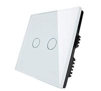 KONOQ Glass Panel Smart Touch Light Switch - WIFI INTEGRATED ON/OFF (2 Gang / 2 Way, White)