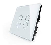 KONOQ Luxury Glass Panel Smart Touch Light Switch - ON/OFF Light Switch (4 Gang /1 Way, White)