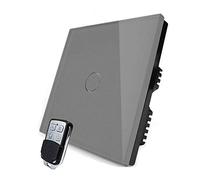 KONOQ Luxury Glass Panel Smart Touch Light Switch - Remote DIMMER (1 Gang / 1 Way, Grey)