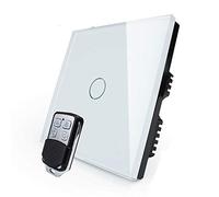 KONOQ Luxury Glass Panel Smart Touch Light Switch - Remote DIMMER (1 Gang / 1 Way, White)