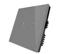 KONOQ Luxury Glass Panel Smart Touch Light Switch - Remote DIMMER (2 Gang / 1 Way, Grey)