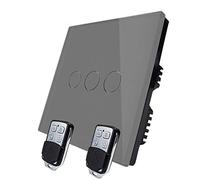 KONOQ Luxury Glass Panel Smart Touch Light Switch - Remote DIMMER (3 Gang / 1 Way, Grey)