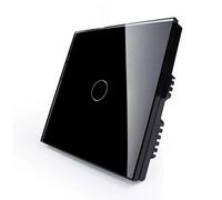 KONOQ Luxury Glass Panel Smart Touch Light Switch - WIFI INTEGRATED ON/OFF (1 Gang / 1 Way, Black)