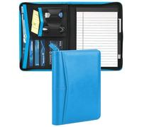 Konper Junior Padfolio Portfolio with 5 x 8 Writing Pad, A5 Business Portfolio Binder Folder Organizer Multi-Function Combination Case for Men Women, Blue