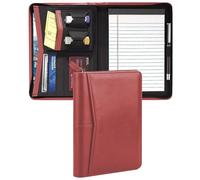 Konper Junior Padfolio Portfolio with 5 x 8 Writing Pad, A5 Business Portfolio Binder Folder Organizer Multi-Function Combination Case for Men Women, Red.