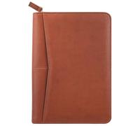 Konper Junior Padfolio Portfolio with 5 x 8 Writing Pad, A5 Business Portfolio Binder Folder Organizer Multi-Function Combination Case for Men Women, Brown