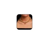 KONPJE Chunky Gold Bow Necklace for Women Silver Beaded Choker Necklace Chunky Bowknot Beaded Necklace Adjustable Statement Ball Trendy Jewelry Accessories, M, Metal, No Gemstone