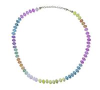 KONPJE Colorful Beaded Necklace for Women Natural Gemstone Choker Necklace Handmade Rainbow Beaded Necklace Boho Rainbow Stone Choker Necklace Summer Vacation Jewelry, Crystal, No Gemstone