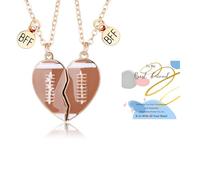 KONPJE Football Friendship Necklace for Men Women Game Day Pendant Necklace Best Friend BFF Football Chain Necklace Heart Football Pendant Necklace Sports Fan Jewery, Zinc, No Gemstone