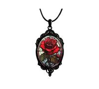 KONPJE Gothic Glass Pendant Necklace for Women Sun and Moon Necklaces Vintage Celestial Necklace Lunar Solar Cameo Necklaces Mystic Rope Chain Goth Witch Jewelry, M, Brass, No Gemstone