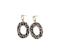 KONPJE Leopard Earrings for Women Tortoise Shell Cheetah Dangle Earrings Acrylic Animal Print Hoop Earrings Retro Round Paperclip Chain Earrings Large Statement Jewelry, S, Acrylic, No Gemstone