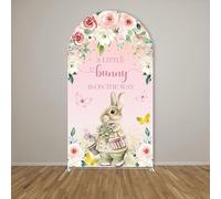 KONPON A Little Bunny is On The Way Arched Backdrop Cover Flowers Rabbit Arch Stand Fabric Cover for Floral Bunny Girls Baby Shower Party Decoration (No Stand!)