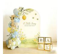 KONPON A Little Honey is on The Way Arch Backdrop Cover,7.2FT Floral Spring Scenery Stretchy Spandex Arched Cover for Baby Shower Birthday Party Decoration