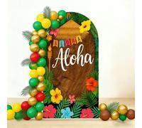 KONPON Aloha Arch Backdrop Cover,6FT Tropical Hawaiian Stretchy Spandex Arched Cover for Summer Aloha Luau Birthday Party Decoration