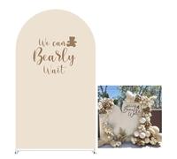 KONPON Beige Arch Backdrop Covers We Can Bearly Wait Theme Arch Stand Fabric Cover for Birthday Baby Shower Cake Table Supplies Decoration (3.3x6.6FT)