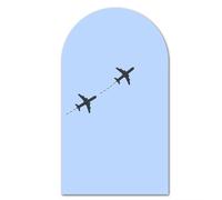 KONPON Blue Travel Backdrop Arch Fabric Covers Around World A New Adventure Begins Airplane Stretchy Arched Cover Birthday Party Decoration (No Stand!)