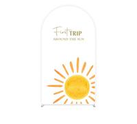 KONPON First Trip Around The Sun Arch Backdrop Cover 6FT Groovy Sun Stretchy Spandex Arch Stand Cover for Fiesta Baby Shower 1st Birthday Party Decorations (Only Cover)
