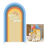 KONPON Here Comes The Son Theme Arch Background Covers Boho Rainbow Stretchy Arched Stand Cover for Baby Shower Gender Reveal Party Decoration Props(Only Cover No Stand!)