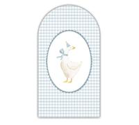 KONPON One Silly Goose Arch Backdrop Cover 6FT Blue Gingham Stretchy Spandex Arched Stand Cover for Farm Animal Goose 1st Birthday Party Birthday Party Decoration