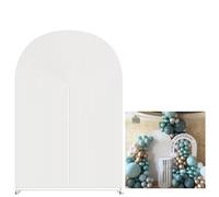 KONPON White Ripples Arched Frame Fabric Cover for Birthday Partied Double-Sided Stretchy Chiara Backdrops Arched Wall Stands Covers Arch Backdrop Cover 3x6.5ft