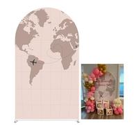 KONPON World Map Travel Arched Backdrop Cover Adventure Awaits Theme Stretchy Arched Stand Covers for Let The Adventure Begin Party Decorations (No Stand!)