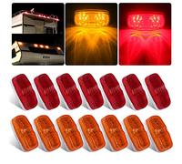 Konrali 14Pcs Double Bullseye Led Marker Lights 10 LED, 2x4 Rectangle Led Trailer Marker Lights Red/Amber Surface Mount 12V Airstreams RV Camper Led Marker Clearance Lights Sealed (7 Amber+ 7 Red)