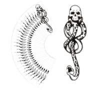 Konsait 20 Sheets Dark Mark Death Eater Tattoos, Dark Mark Mamba Skull Fake temporary Tattoos for Adults Halloween Cosplay/Costume Tattoo Accessories