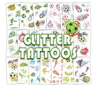 Konsait 20 Sheets Glitter Tattoos Football Tattoos Temporary for Kids Boys Tattoos Football Washable Tattoos Soccer Tattoos Football Favors Sports Tattoos Temporary for Kids Football Themed Gifts