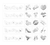 Konsait 20 Sheets Silver Metallic Bachelorette Temporary Tattoos with Freckle Strips Bride Tribe Hen Party Favors Bridal Shower Engagement Wedding Photo Booth Props