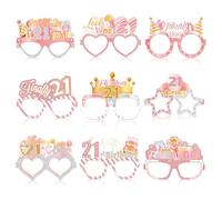 Konsait 21st Birthday Glasses - 18 Pack Pink 21st Birthday Gifts for Her, Paper Glasses Party Decorations, Accessories & Photo Props