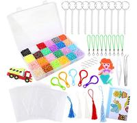 Konsait 22000PCS 2.6MM Mini DIY Fuse Beads Set 24 Colours, 3 Large Plastic Fuse Beads Pegboards Template Beads Boards, 5 Iron Papers, 2 Tweezers, 15 Key Rings, 15 Hang Cords, Idea Design Booklet