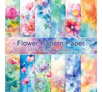 Konsait 24 Sheets Flower Scrapbook Paper 12x12 Watercolor Pattern Paper Double Sided Floral Cardstock Craft Papers for Card Making Kit Origami Papers Romantic Scrapbook Supplies