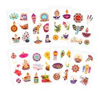 Konsait 24 Sheets Happy Diwali Stickers, Diyas Rangoli India Festival of Lights Stickers for Home Decor, Cards, Gifts Wrapping & Crafts, Diwali Decorations Items